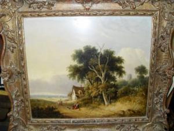 Travellers On A Country Lane Oil Painting by Samuel David Colkett