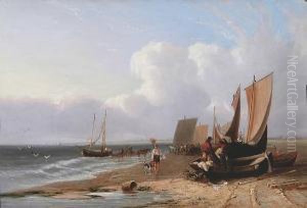 South View Of Yarmouth Beach, Norfolk, No.1 Oil Painting by Samuel David Colkett