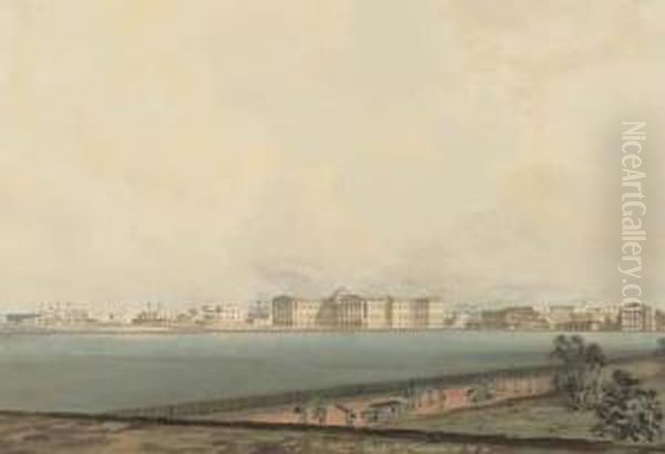 The Esplanade, Calcutta From The Chowringhee Road, With The Hooghlyin The Distance Oil Painting by Samuel David Colkett