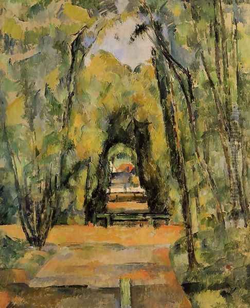 Tree Lined Lane at Chantilly Oil Painting by Paul Cezanne