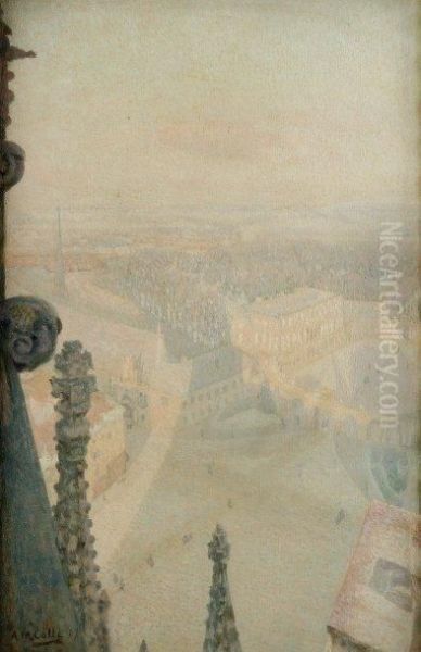 Vue Sur Nancy Oil Painting by Auguste Michel Colle