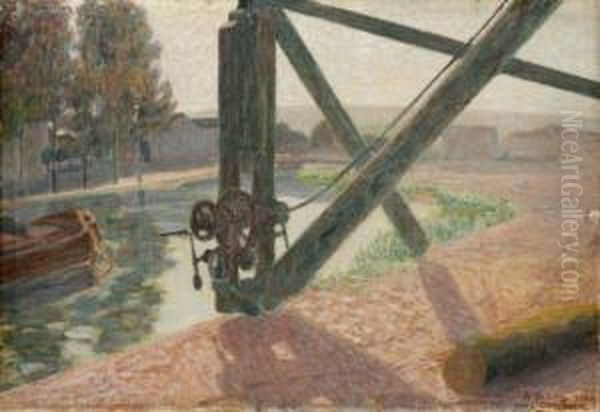 Pont A Champigneulles Oil Painting by Auguste Michel Colle