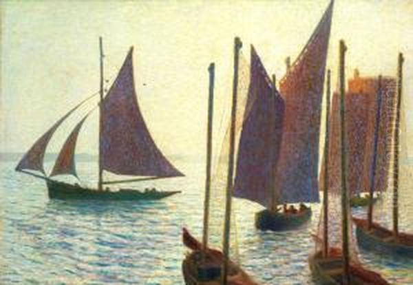 Les Bateaux Oil Painting by Auguste Michel Colle