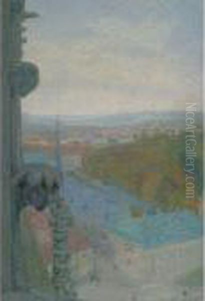 Nancy, Vue De La Cathedrale, Saint Eprve (automne) Oil Painting by Auguste Michel Colle