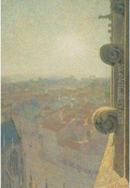 Nancy, Vue De La Cathedrale, Saint Eprve Oil Painting by Auguste Michel Colle