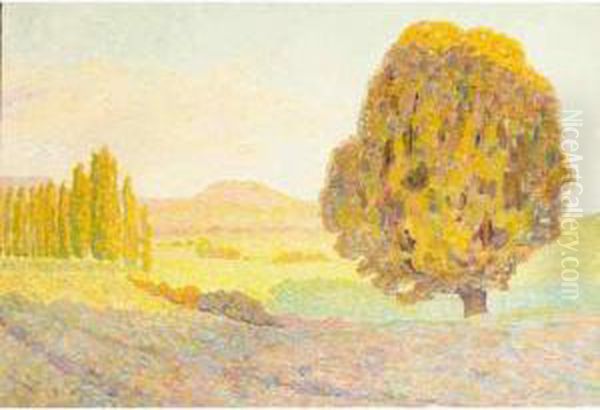 Paysage Au Tilleul Oil Painting by Auguste Michel Colle