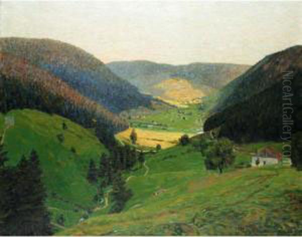 Continental Landscape Oil Painting by Auguste Michel Colle