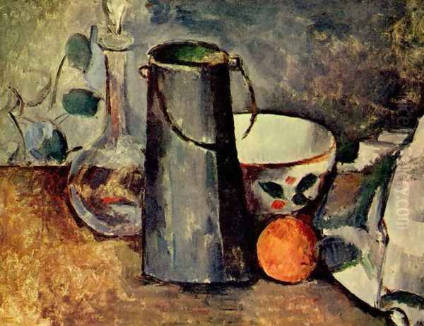 Still life, a jar with an orange Oil Painting by Paul Cezanne