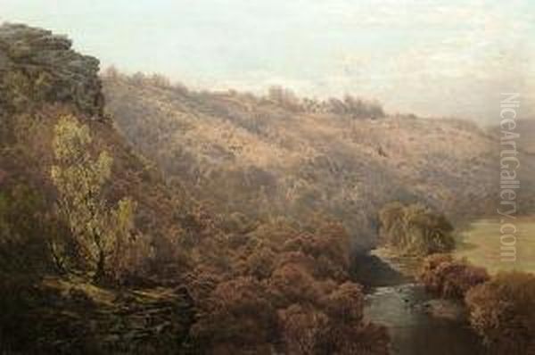 A Sunlit Valley 'a B Collier.1889' (lower Left) Oil Painting by Arthur Bevan Collier