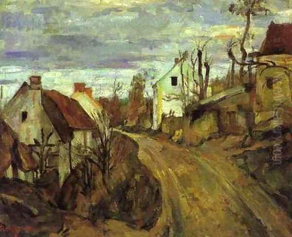 Village Road at Auvers Oil Painting by Paul Cezanne