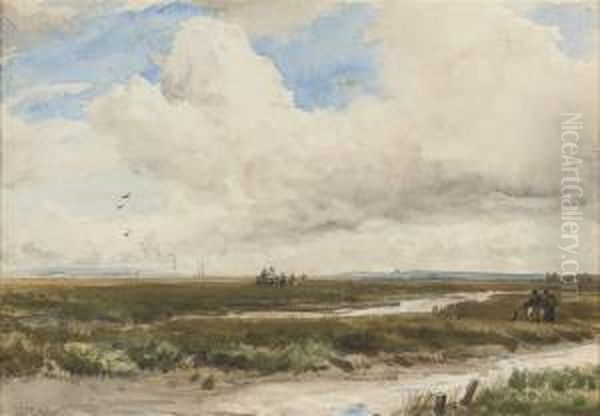 Figures With A Cart In A Landscape Oil Painting by Thomas Collier