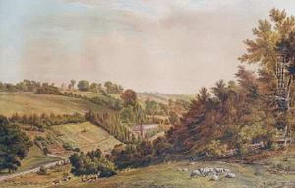 A Hilly Landscape With A Church In Thedistance Oil Painting by Thomas Collier