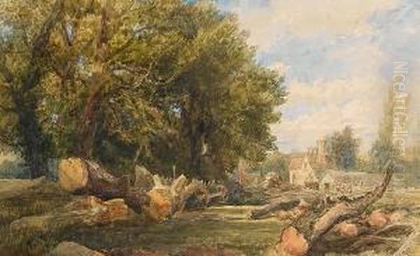 Storing Timber Near Arundel Oil Painting by Thomas Collier