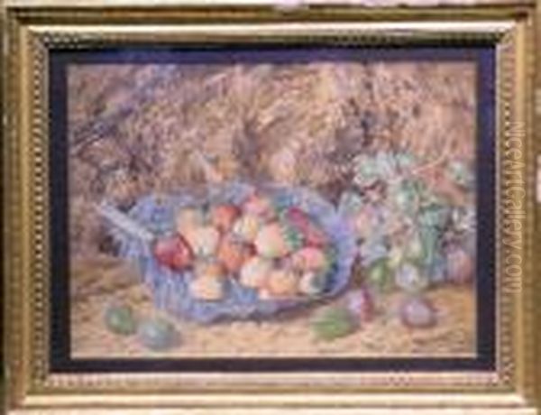 Strawberries And Gooseberries On A Bank Oil Painting by Thomas Collier