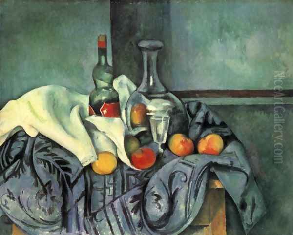 Still life with bottle and jug Oil Painting by Paul Cezanne