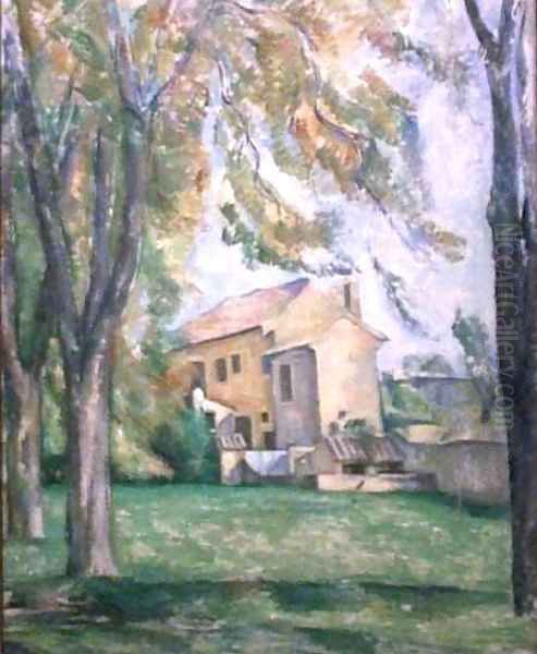 Farmhouse and Chestnut Trees at Jas de Bouffan Oil Painting by Paul Cezanne