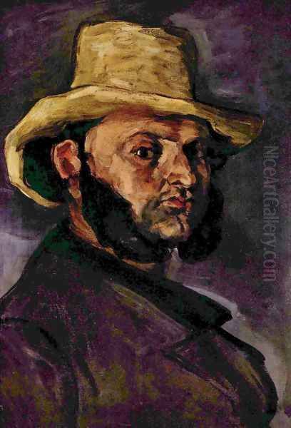 Man with the strohhut Oil Painting by Paul Cezanne