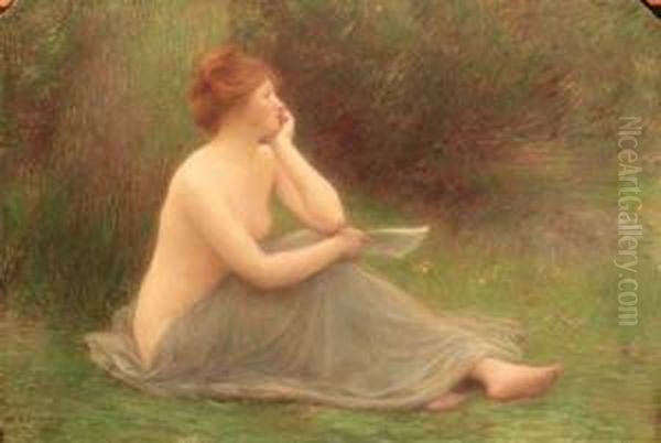 A Pensive Moment Oil Painting by Louis-Joseph-Raphael Collin