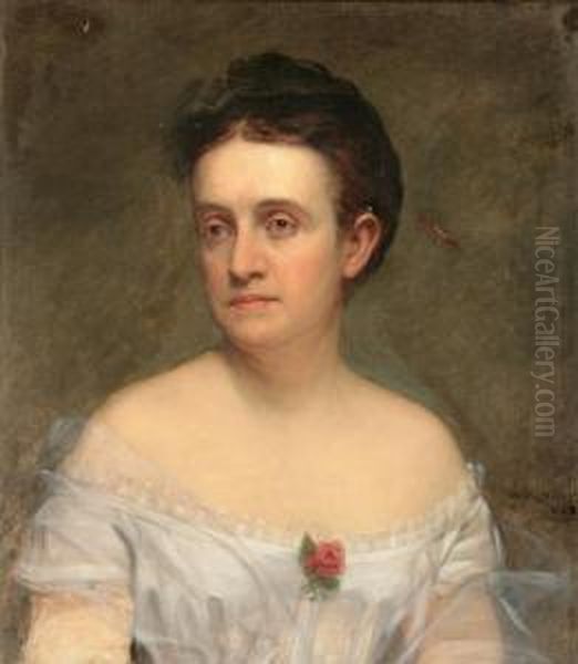 Portrait Of A Lady In White Oil Painting by William Collingwood Smith