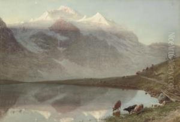 The Jungfrau At Sunrise Oil Painting by William Collingwood Smith