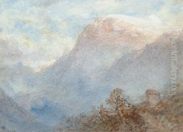 An Alpine Landscape Oil Painting by William Collingwood Smith