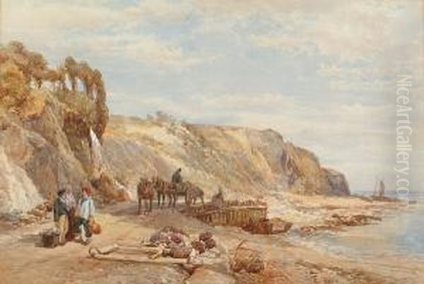 Fisherfolk On The Beach Oil Painting by William Collingwood Smith