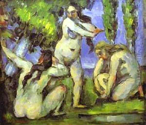 Three Bathers 2 Oil Painting by Paul Cezanne