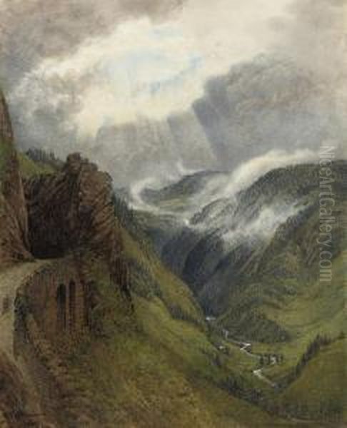 On Ruskin's Old Road Between Morez And Les Rousses, Jura Oil Painting by William Gersham Collingwood