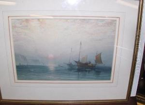 Fishing Boats At Sunset Oil Painting by William Collingwood Smith