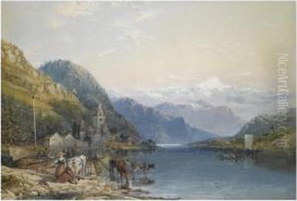 Italian Lakes Oil Painting by William Collingwood Smith