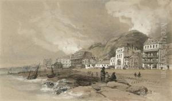 Hastings From The Pier Rocks Oil Painting by William Collingwood Smith