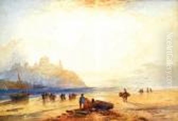 Figures By A Shore Oil Painting by William Collingwood Smith