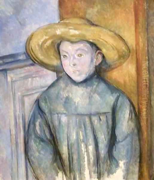 Boy with a Straw Hat Oil Painting by Paul Cezanne