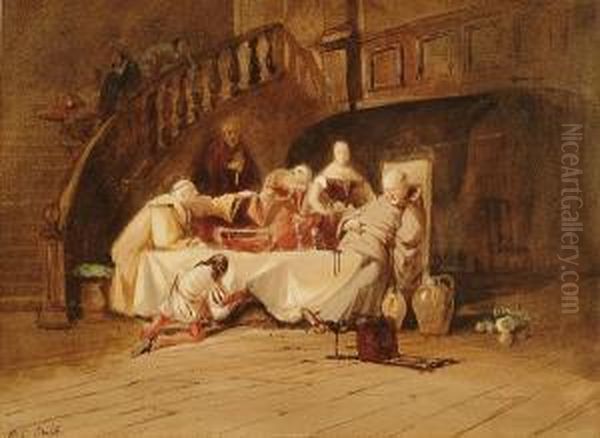 A Drinking Session Oil Painting by William Collingwood Smith