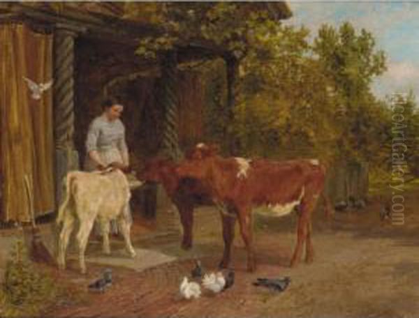 Feeding Time Oil Painting by Charles Collins