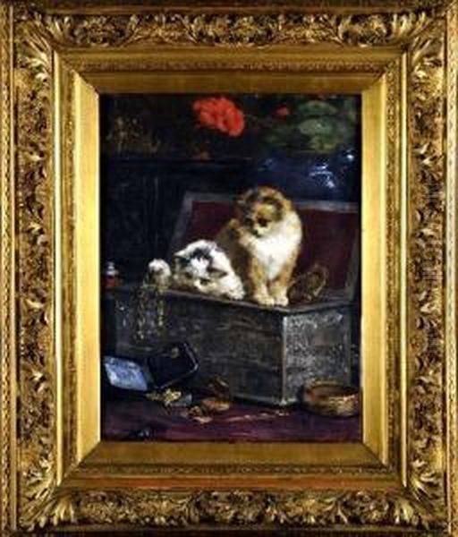 [chatons Jouant Dans Un Coffret Abijoux] Oil Painting by Charles Ii Collins