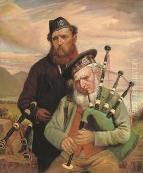 Two Pipers Oil Painting by Hugh Collins