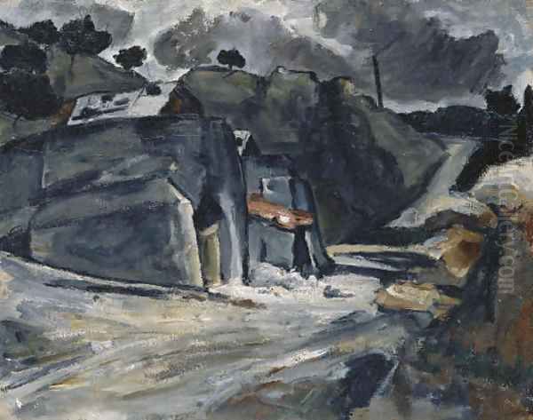 Paysage provencal, or Rochers à L'Estaque, or Masures sous la neige Oil Painting by Paul Cezanne