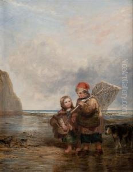 Shrimpers Hastening Home Oil Painting by William Collins