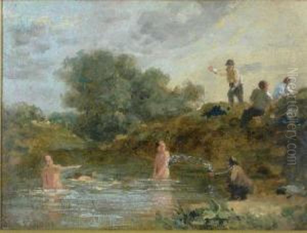 The Swimming Pool Oil Painting by William Collins