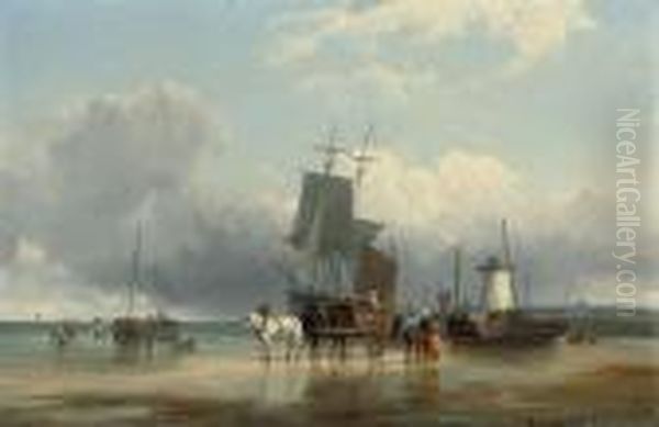 Unloading The Day's Catch Oil Painting by William Collins