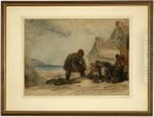 Figures On Cromer Beach Oil Painting by William Collins