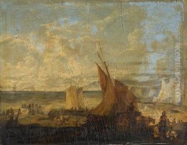 Fisherfolk Bringing In The Catch Oil Painting by William Collins