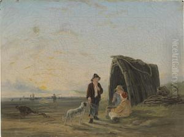 Children Playing By The Shore Oil Painting by William Collins