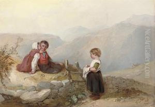 Children On A Mountain Top Oil Painting by William Collins