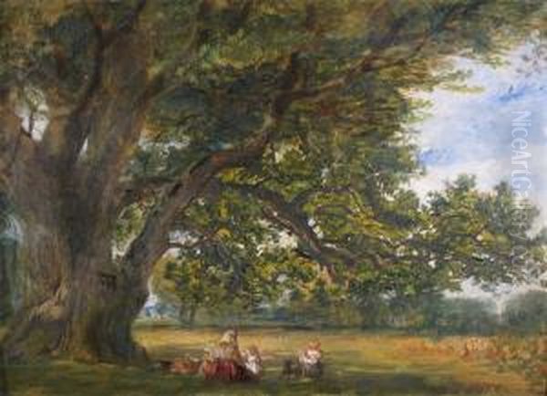 Figures Under Our Oak Tree Oil Painting by William Collins