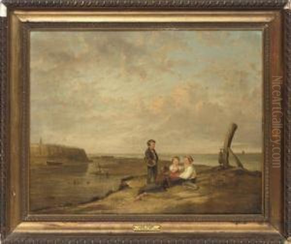 Shrimp Boys At Cromer Oil Painting by William Collins