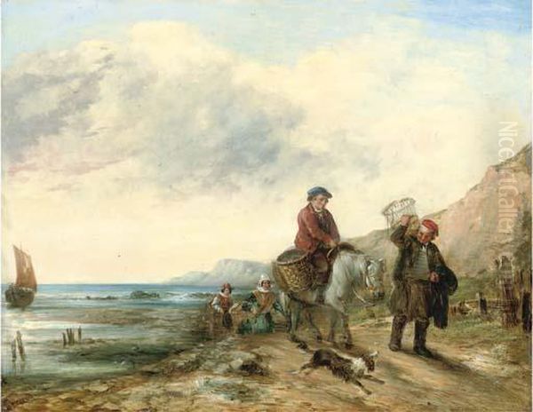 Fisherfolk Returning With The Catch Oil Painting by William Collins