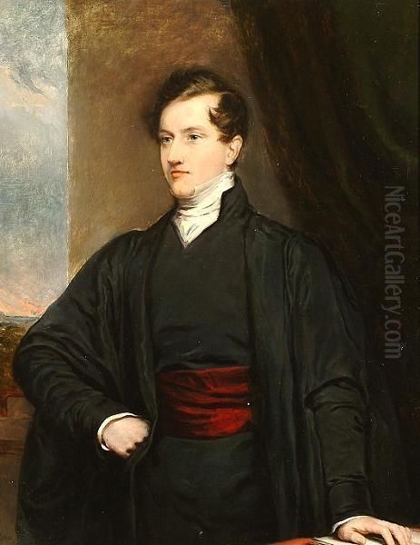 Portrait Of A Reverend, Half-length, A Landscape Beyond. Oil Painting by William Collins