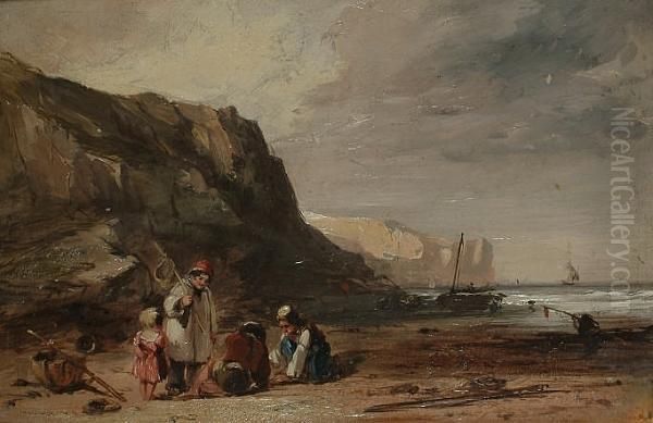 Figures In A Coastal Landscape. Oil Painting by William Collins